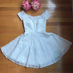 Dear Moon White Lace fit and flare dress